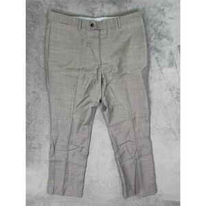 Tommy Hilfiger Dress Pants Mens 36x30 Gray Straight Trouser Flat Front 100% Wool